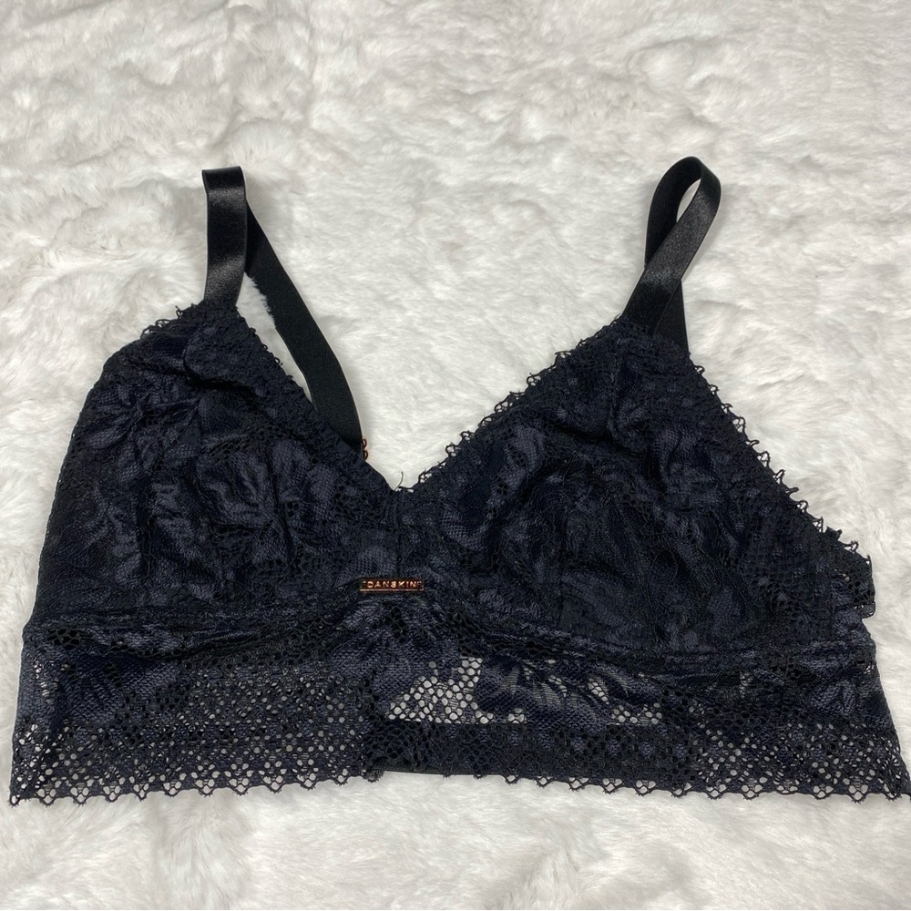 Danskin Bralette Black Adjustable Straps Lace M Medium 3411